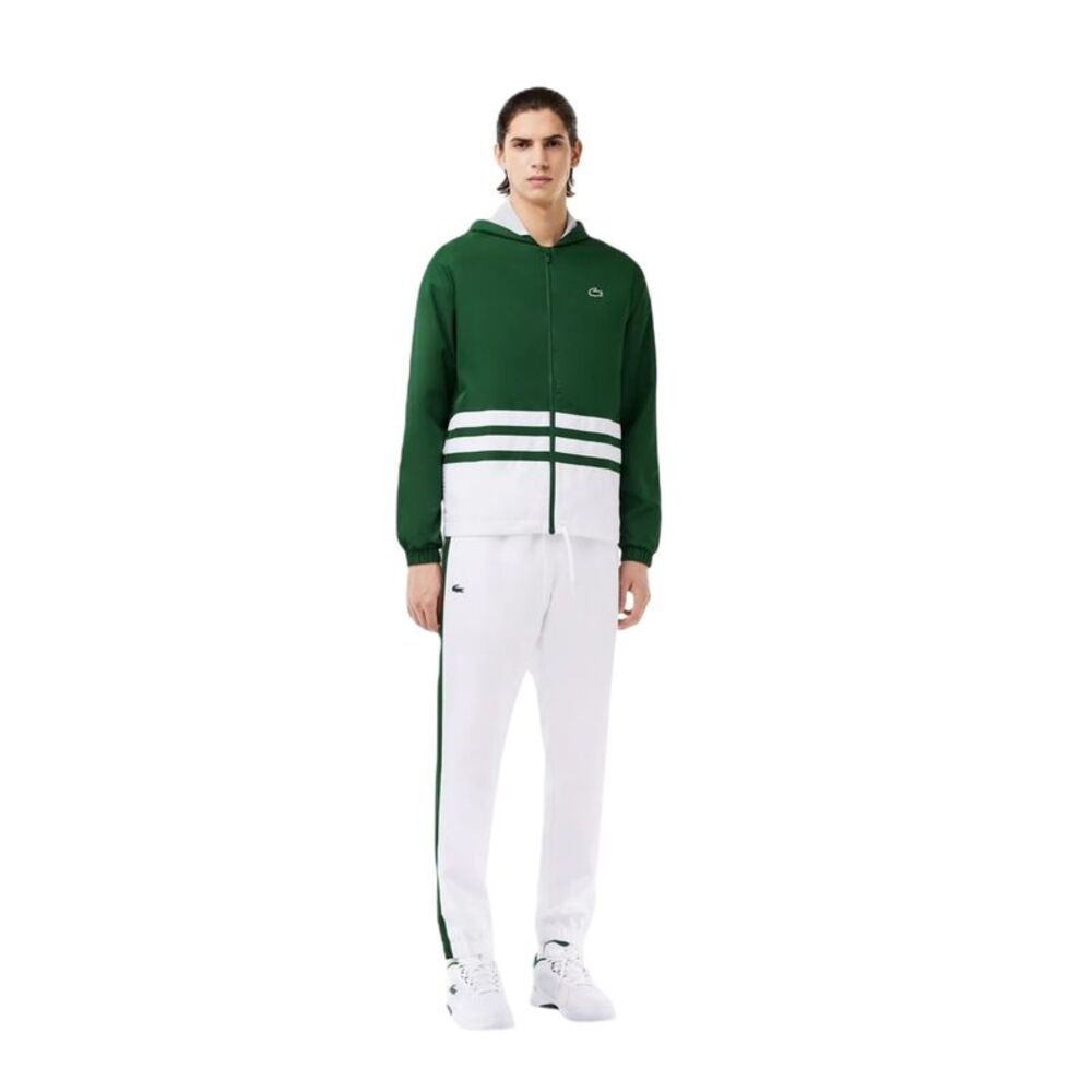Lacoste Mens Colour Block Polyester Tracksuit Set / Green/White